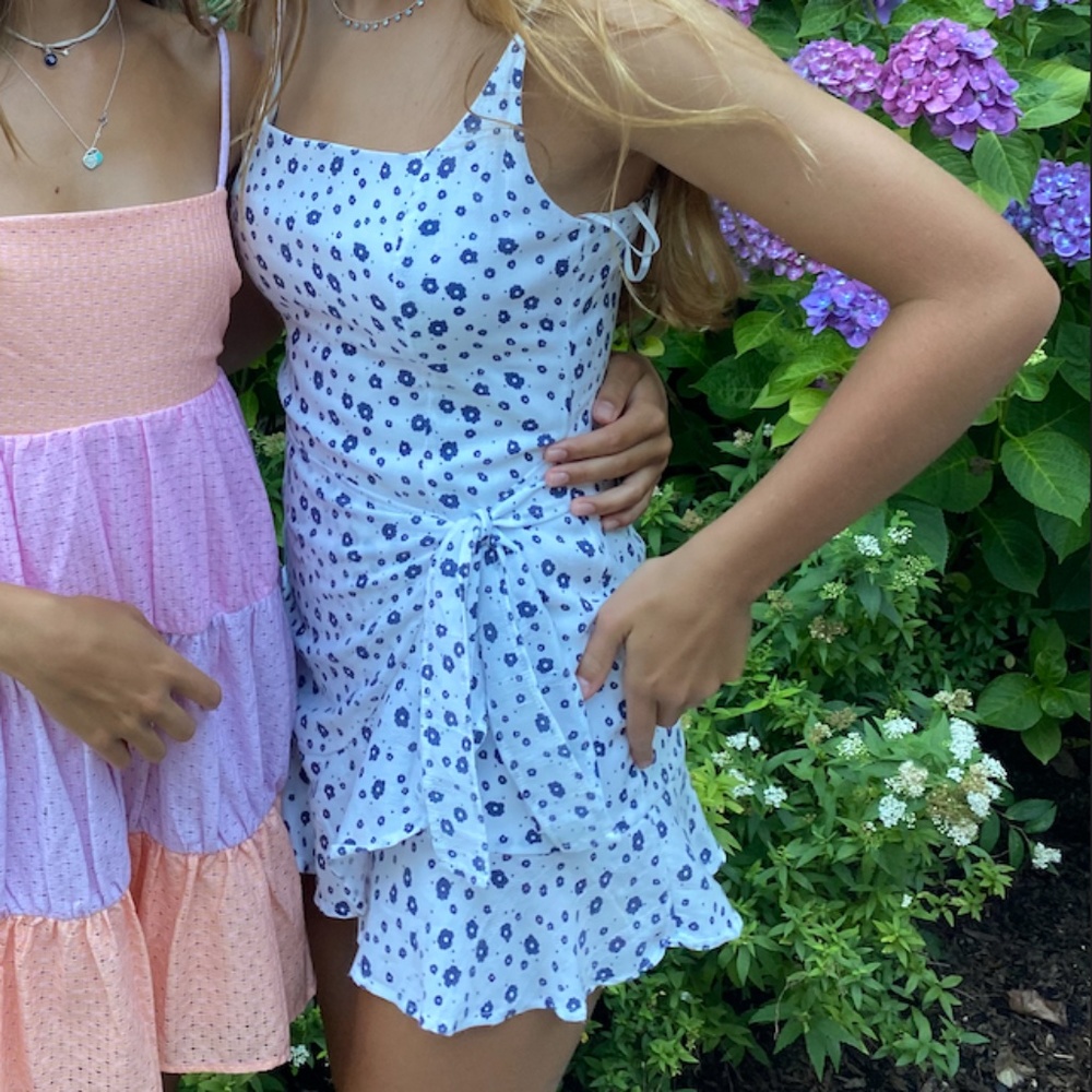 Wrap Mini Dress with Flowers Princess Polly